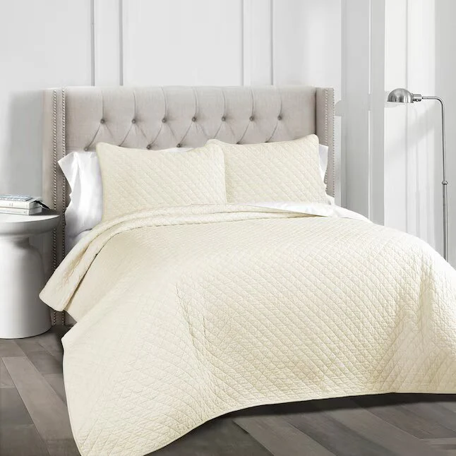 Ivory Solid King Quilt Cotton, - Image 2