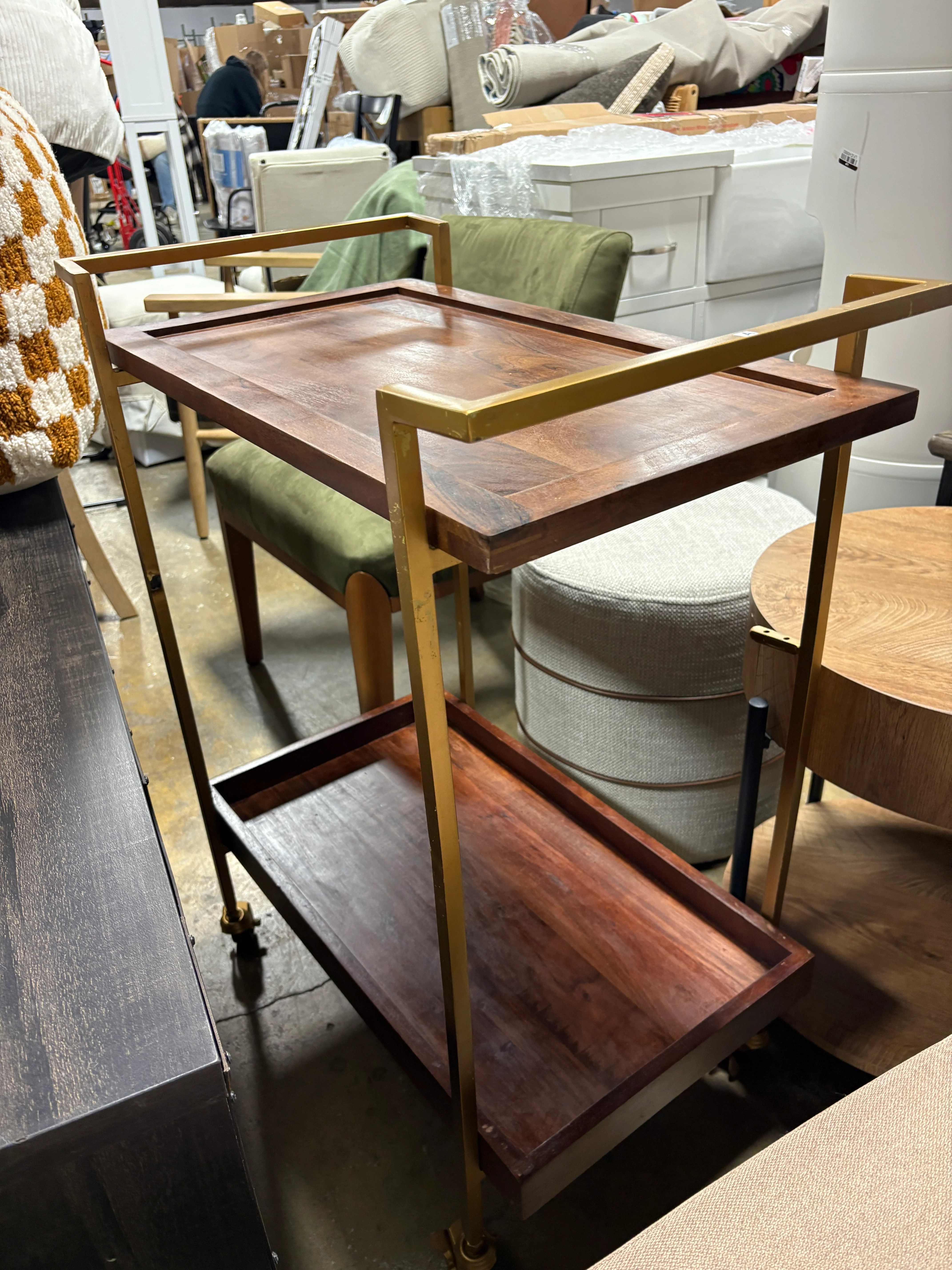Jace SOLID MANGO WOOD 26 inch Bar Cart SHOWROOM ITEM - Image 2