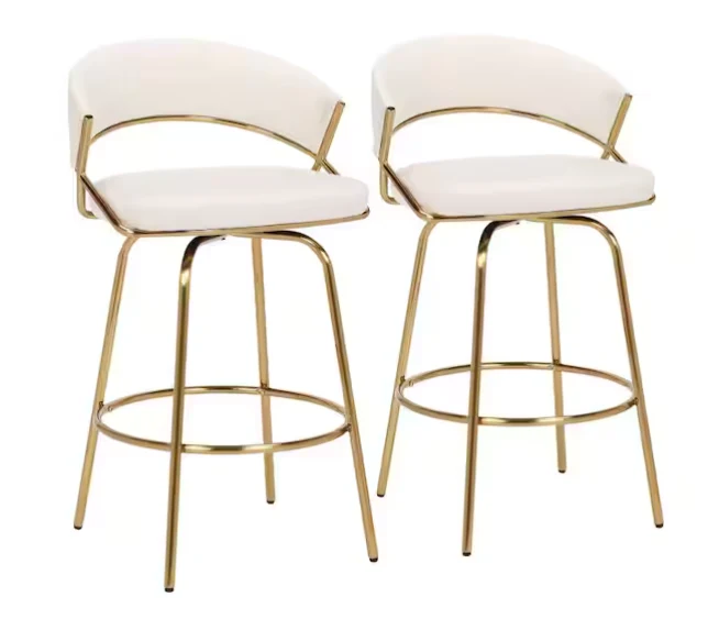 Set of 2 Jie Cream Velvet And Gold Chair top only - Image 2