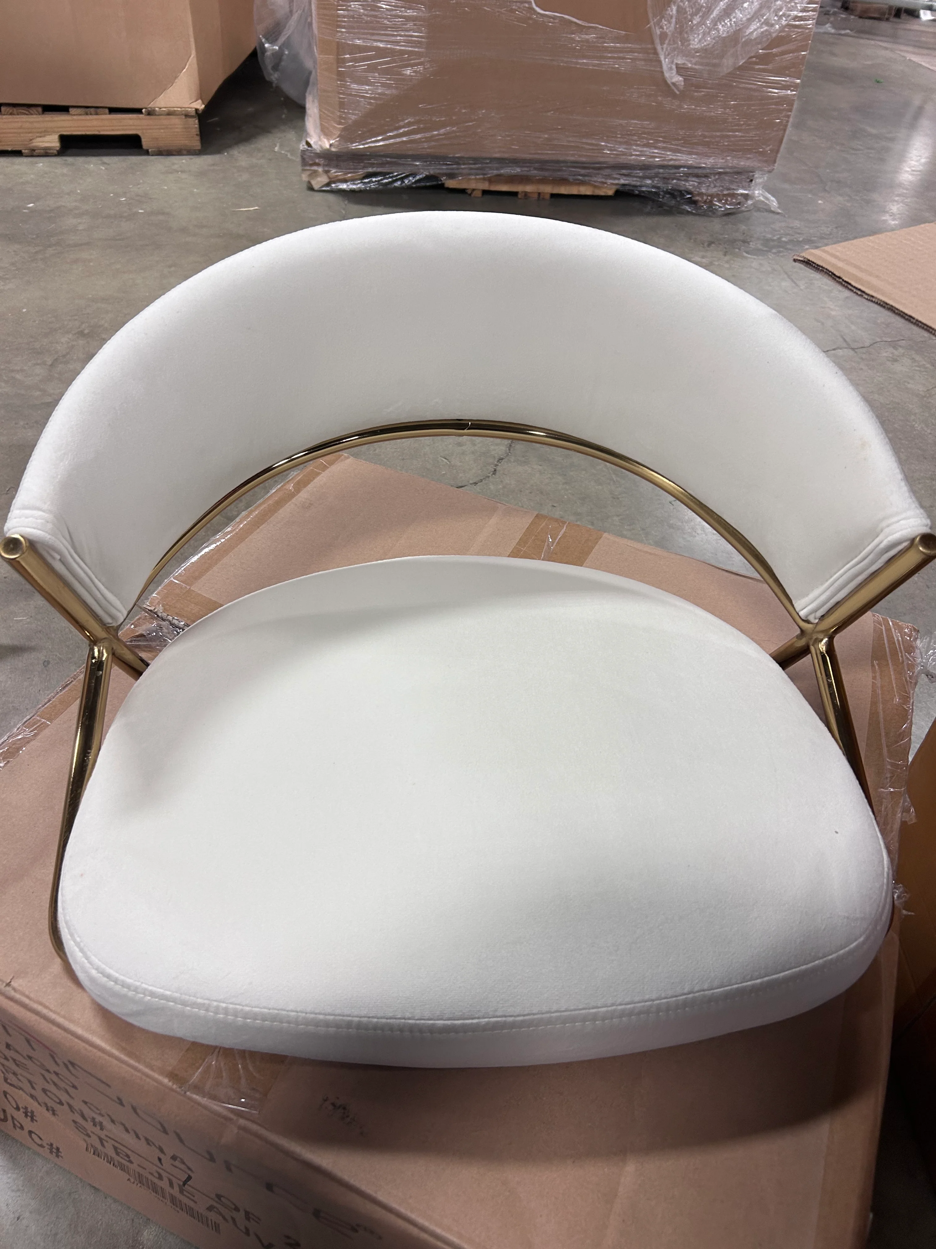 Set of 2 Jie Cream Velvet And Gold Chair top only - Image 7