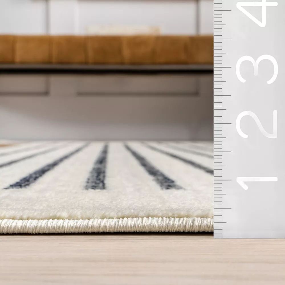 Keeva Striped Runner Indoor Area Rug Beige/Ivory 2x7, - Image 2