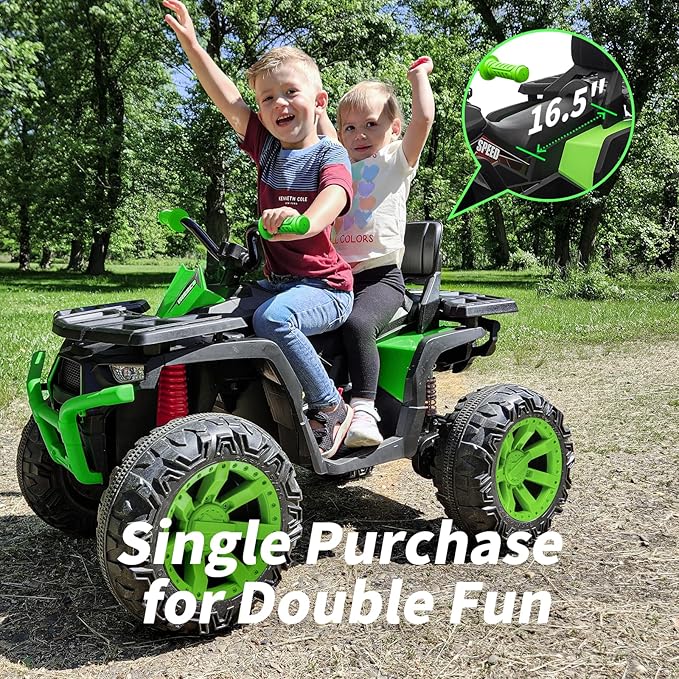 Kids ATV 4 Wheeler, Electric Ride On Toy 2-Seater - Green - Image 3