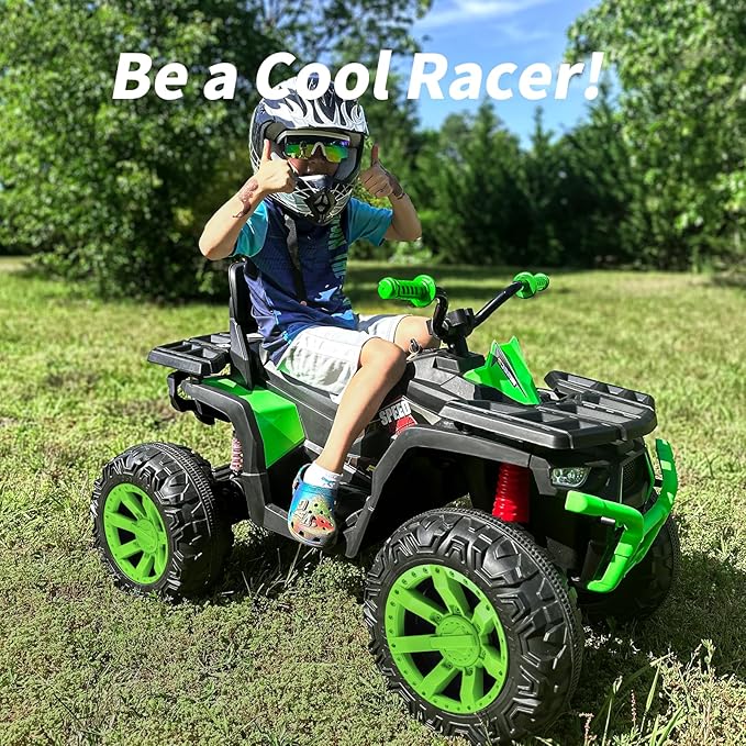 Kids ATV 4 Wheeler, Electric Ride On Toy 2-Seater - Green - Image 4