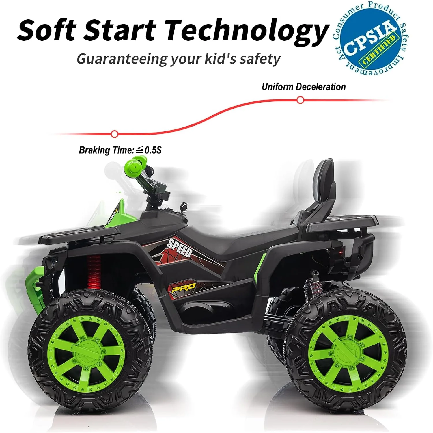 Kids ATV 4 Wheeler, Electric Ride On Toy 2-Seater - Green - Image 5