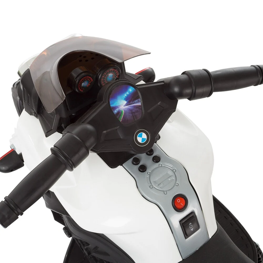 Kids Electric Motorcycle with Training Wheels - White - Image 3