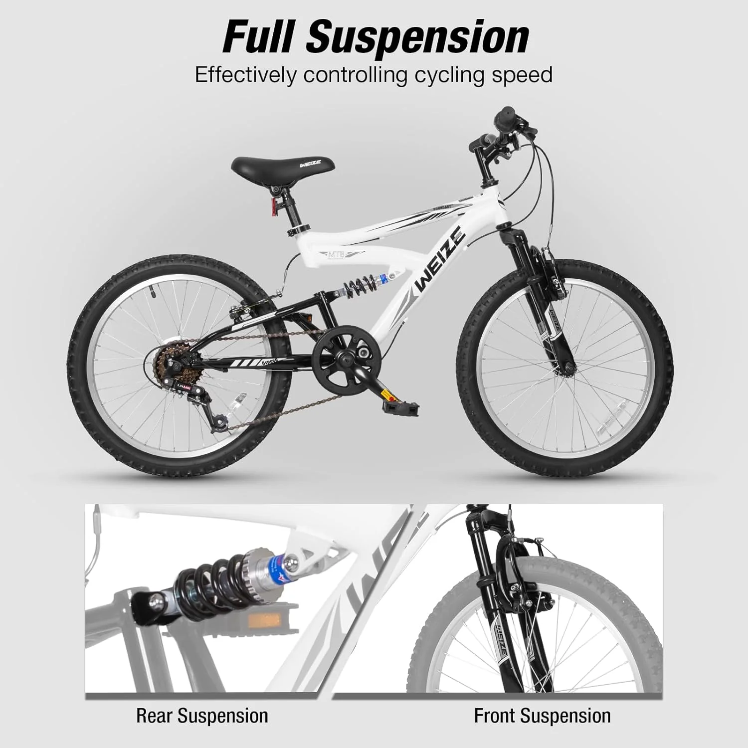 Kids Mountain Bike, 6 Speeds Drivetrain, High-Carbon Steel Frame - Image 2