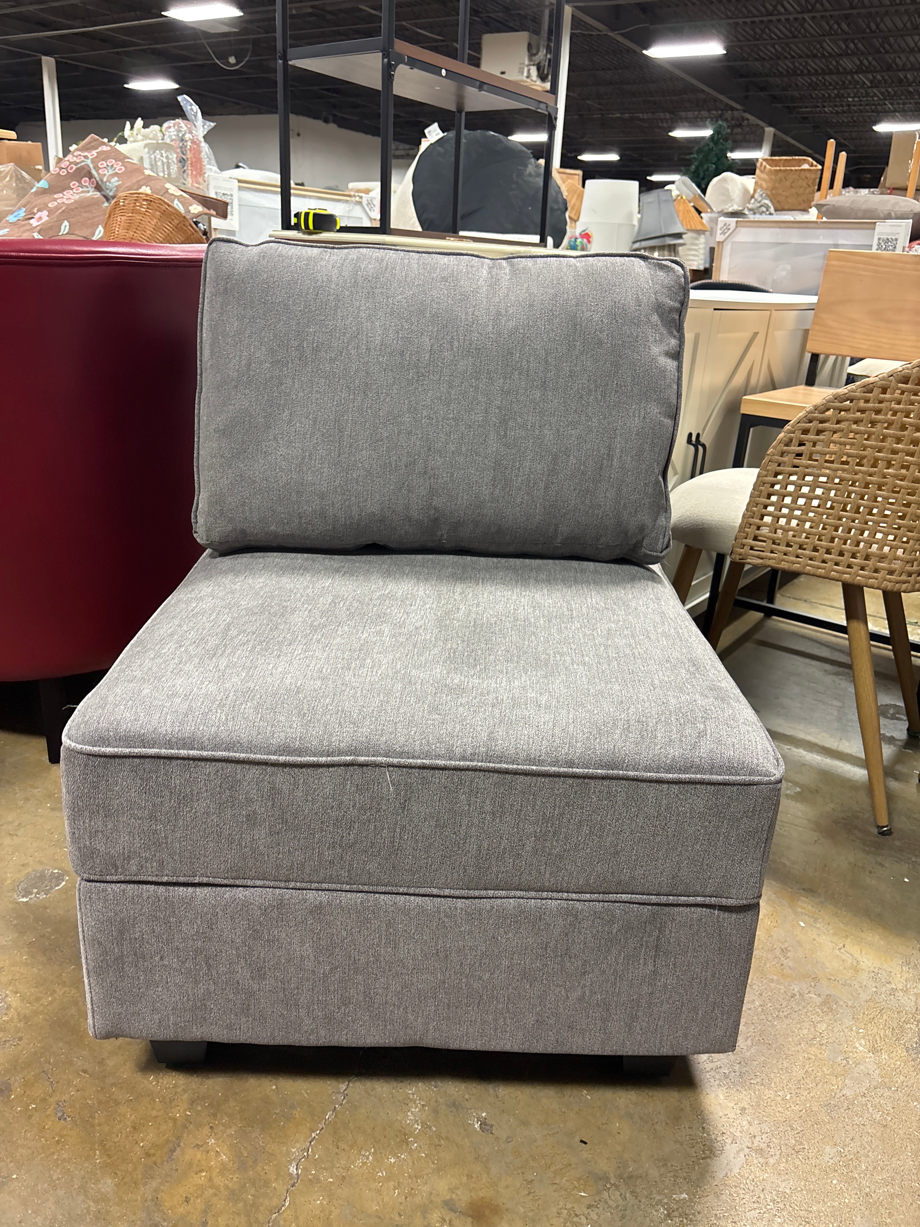 Kimbrel 26.4'' Wide Upholstered Armless Chair with Pillow Back SHOWROOM ITEM - Image 2