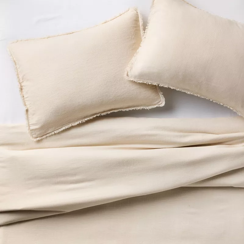 Heavyweight Linen Blend Comforter Natural King/California King - Image 4