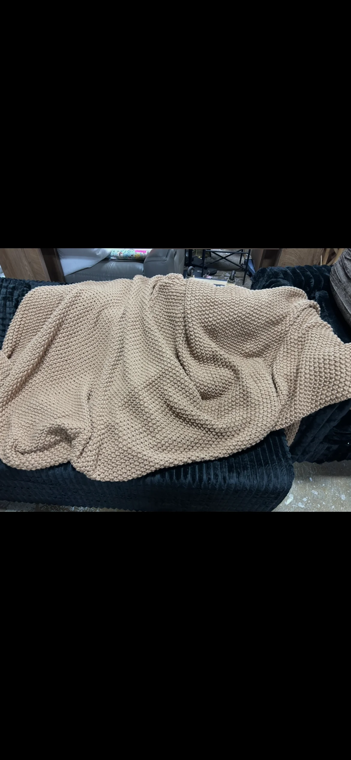 Chunky Knit Bed Blanket Warm Brown - King - Image 5