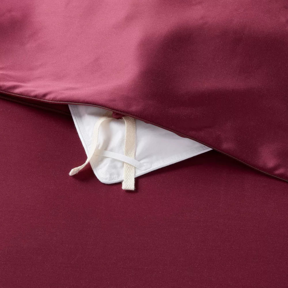 Duvet Cover and Sham Set Wine Red King - Image 3