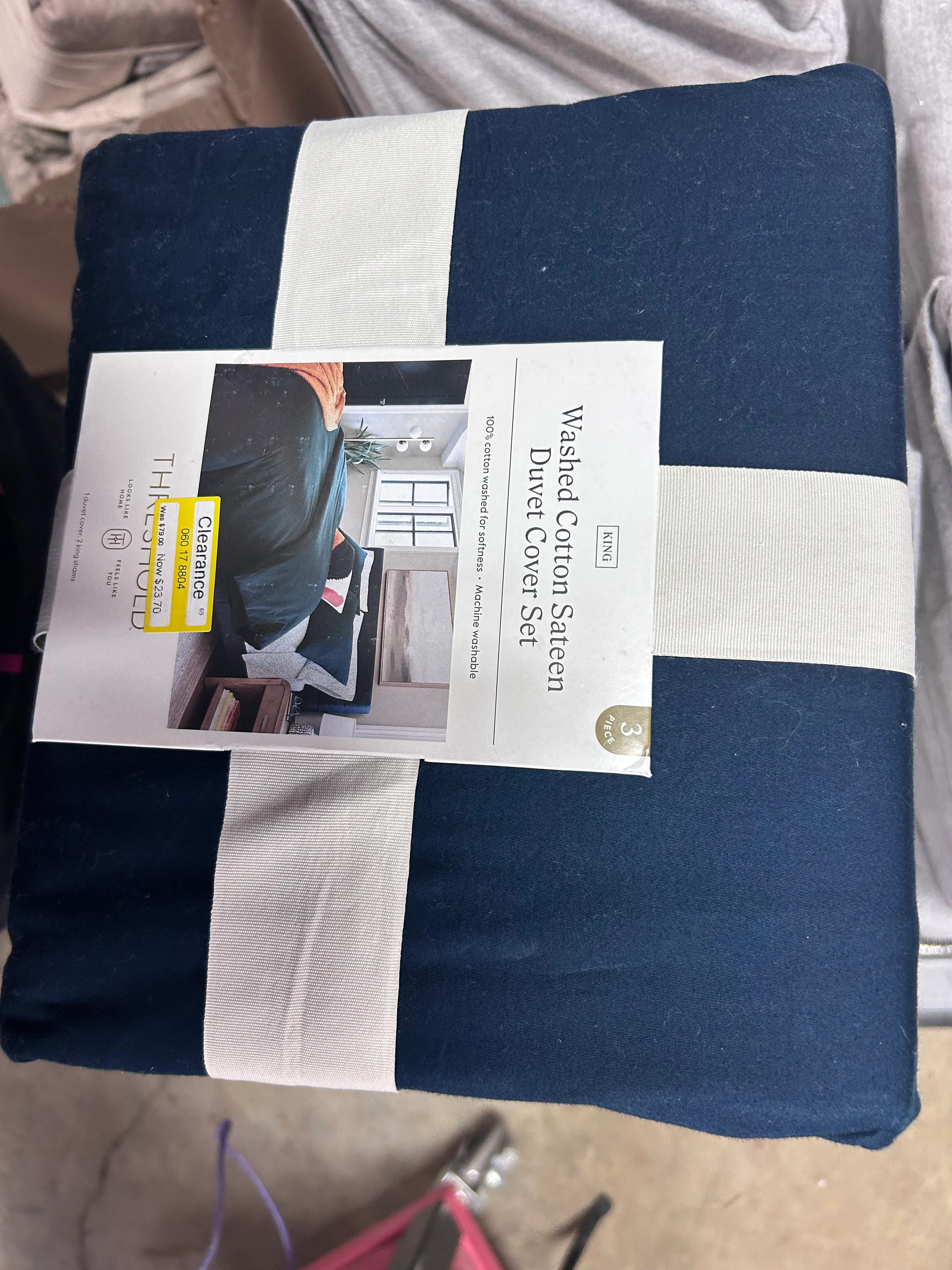 Heavyweight Linen Blend Duvet Cover and Sham Set Dark Mineral Blue King - Image 6