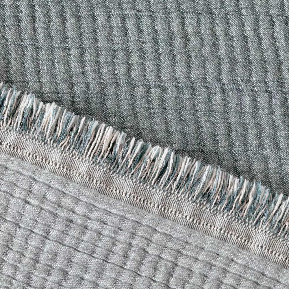 Reversible Textured Cotton Chambray Coverlet Dark Grey/White King - Image 4