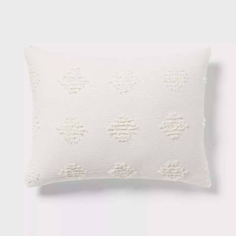 King Tufted Diamond Crinkle Comforter and Sham Set Ivory - OEKO-TEX Certified, Jacquard Weave, Recycled Materials - Image 4
