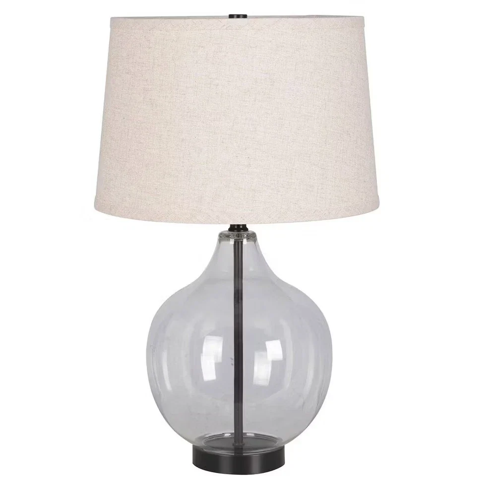 Large Glass Gourd Table Lamp-Rattan Shade SHOWROOM ITEM