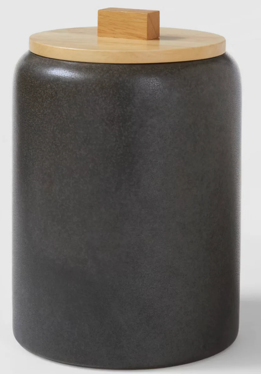 Large Stoneware Tilley Food Storage Canister with Wood Lid Black - Threshold™: Kitchen Canister, Matte Finish SHOWROOM ITEM