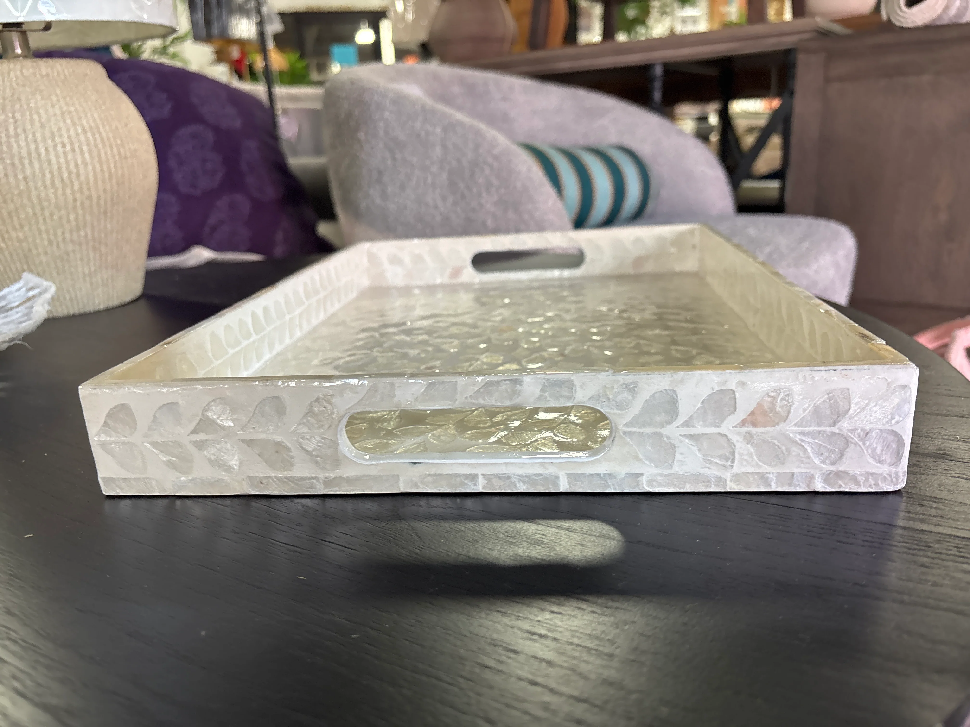 Leaf Pattern Tile Serving Tray - Pearl SHOWROOM ITEM - Image 2