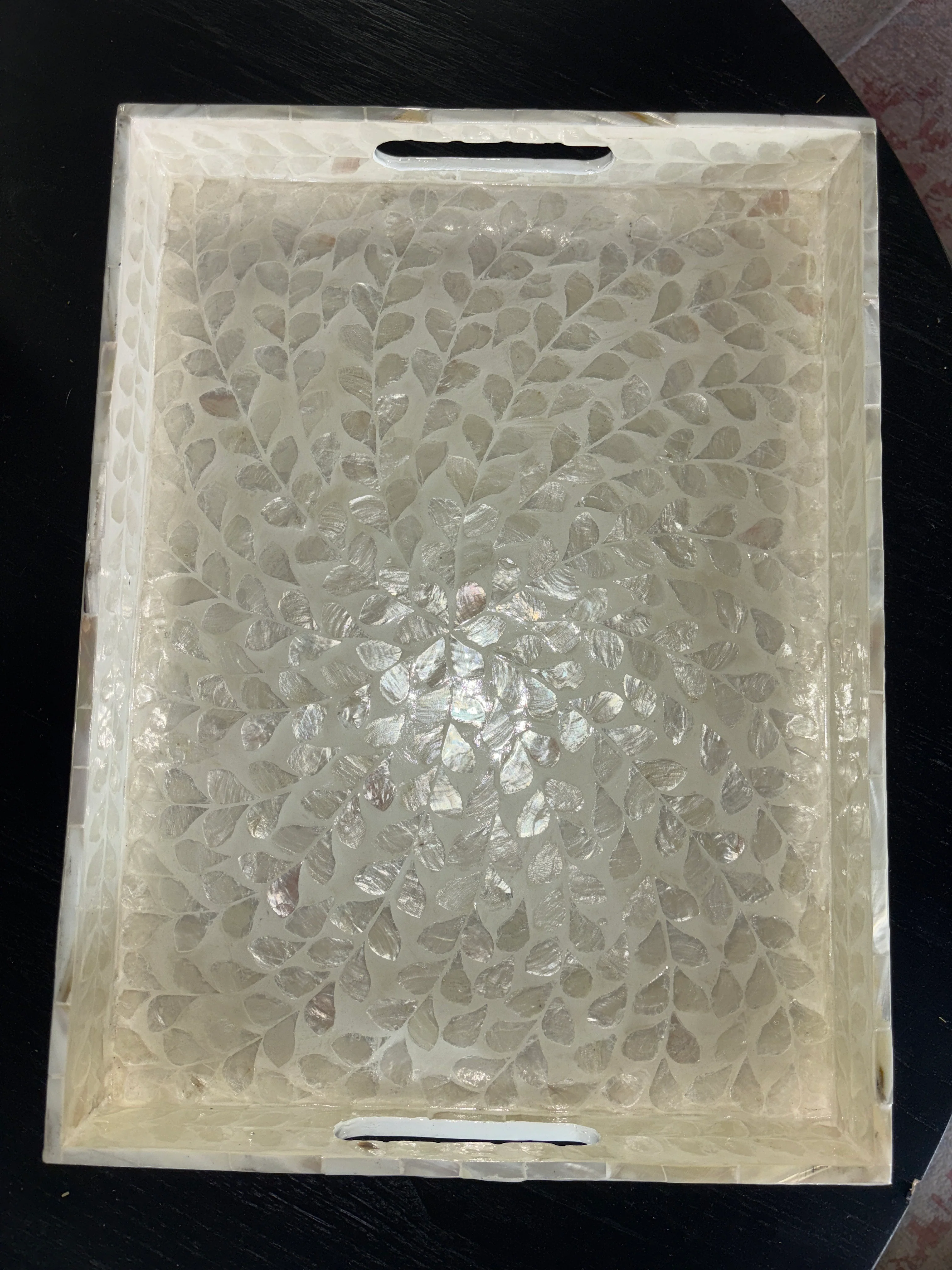Leaf Pattern Tile Serving Tray - Pearl SHOWROOM ITEM - Image 3