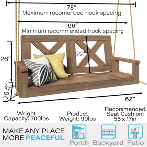 Leriyah Heavy Duty Farmhouse Porch Swing - Image 3