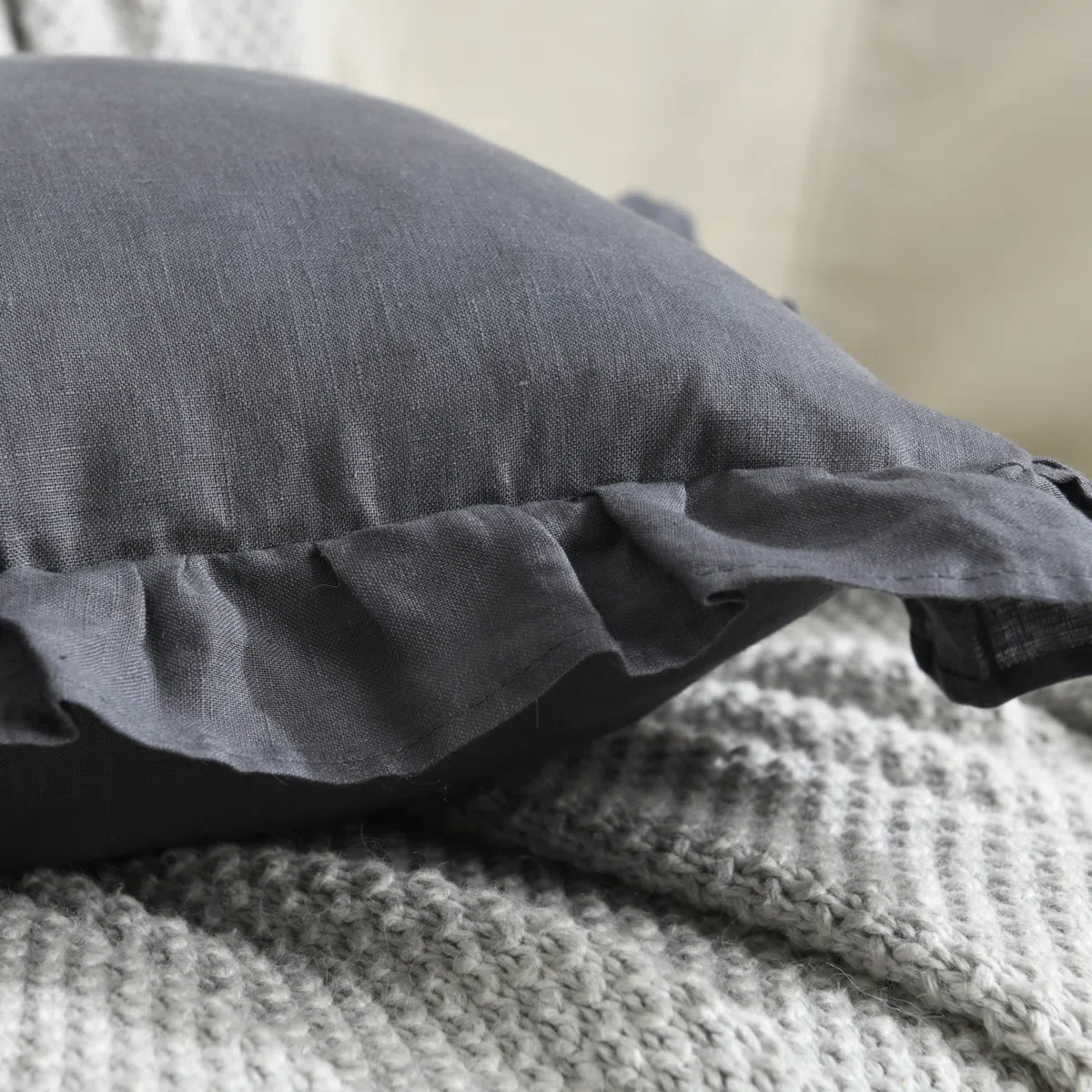 Linen Pleated Ruffled Romantic Fringes Pillow Covers (Set of 2) - Image 2