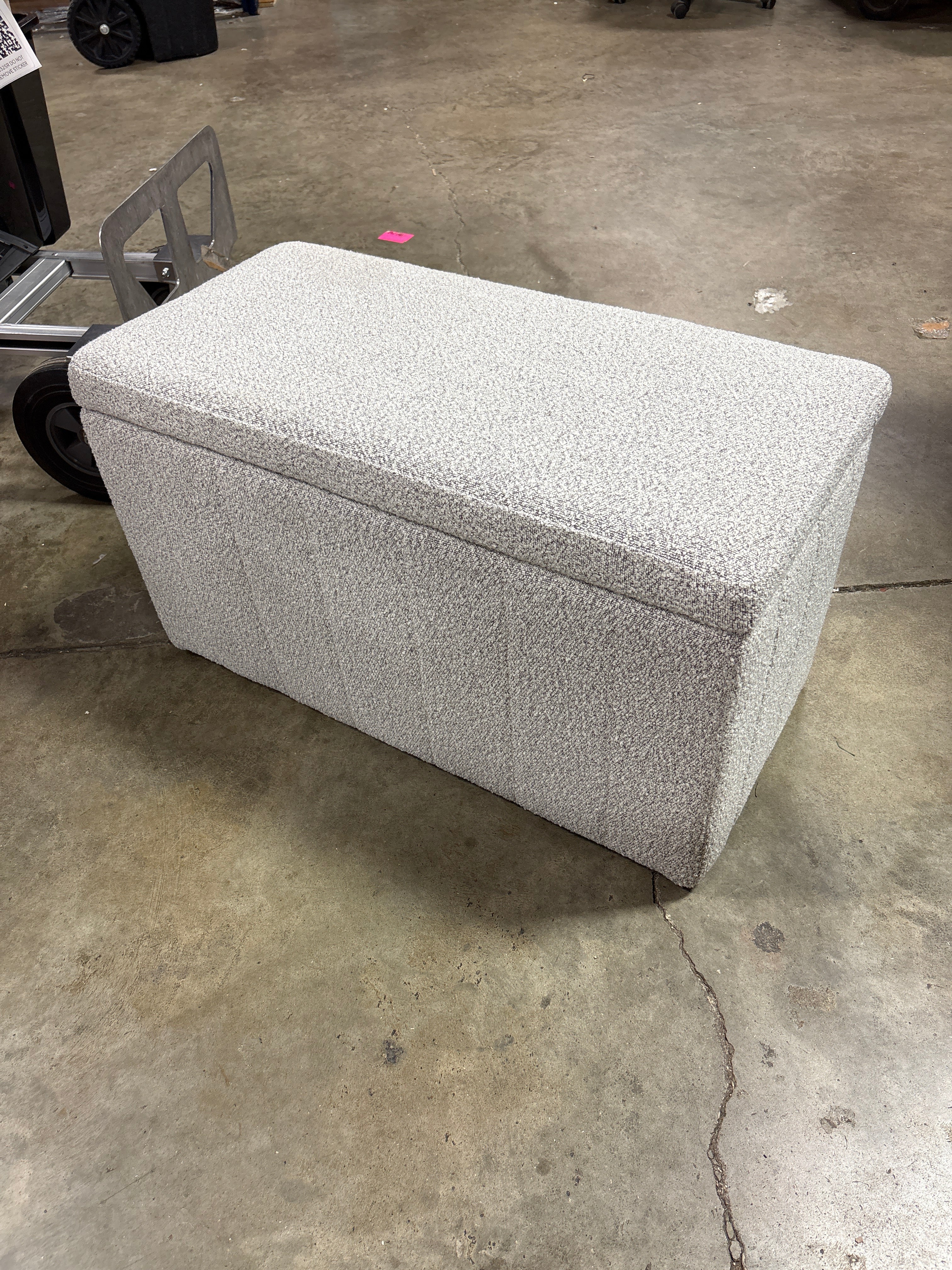 Linon 32" Lucinda Transitional Rectangle Wood & Boucle Upholstered Storage Ottoman Gray/Natural SHOWROOM ITEM - Image 2