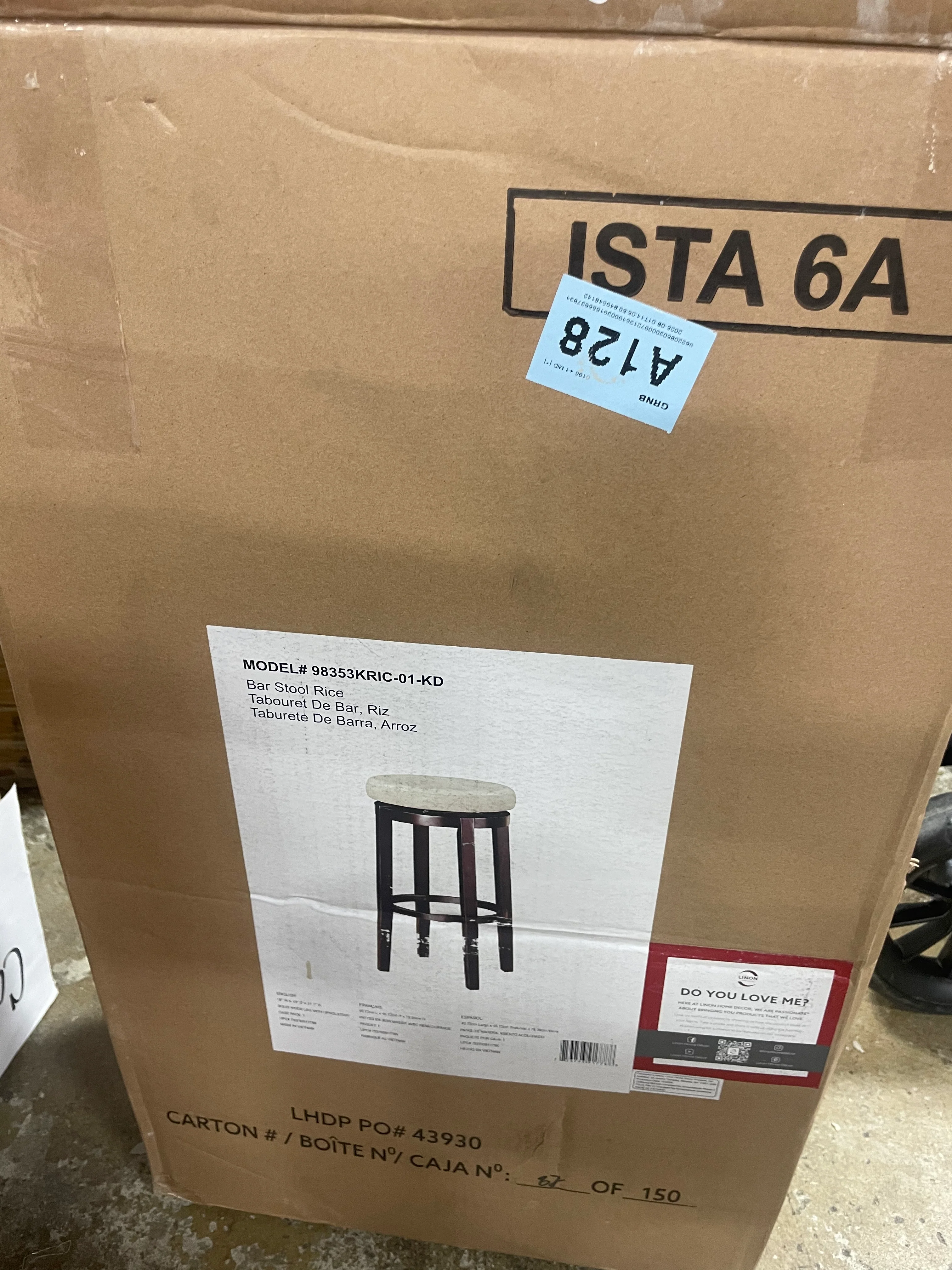 Maya Bar Stool in Rice Leatherette & Wood - Image 10