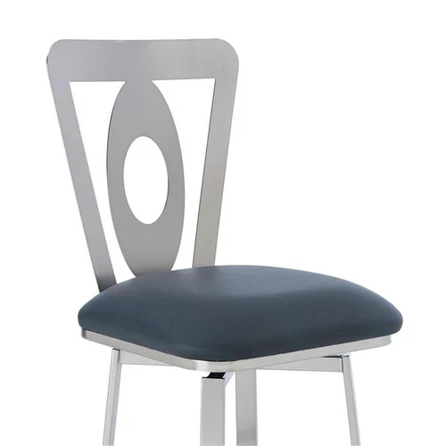 Lola Swivel Bar Stool, Upholstered Counter Height Chair with Metal Frame - Grey - Image 3