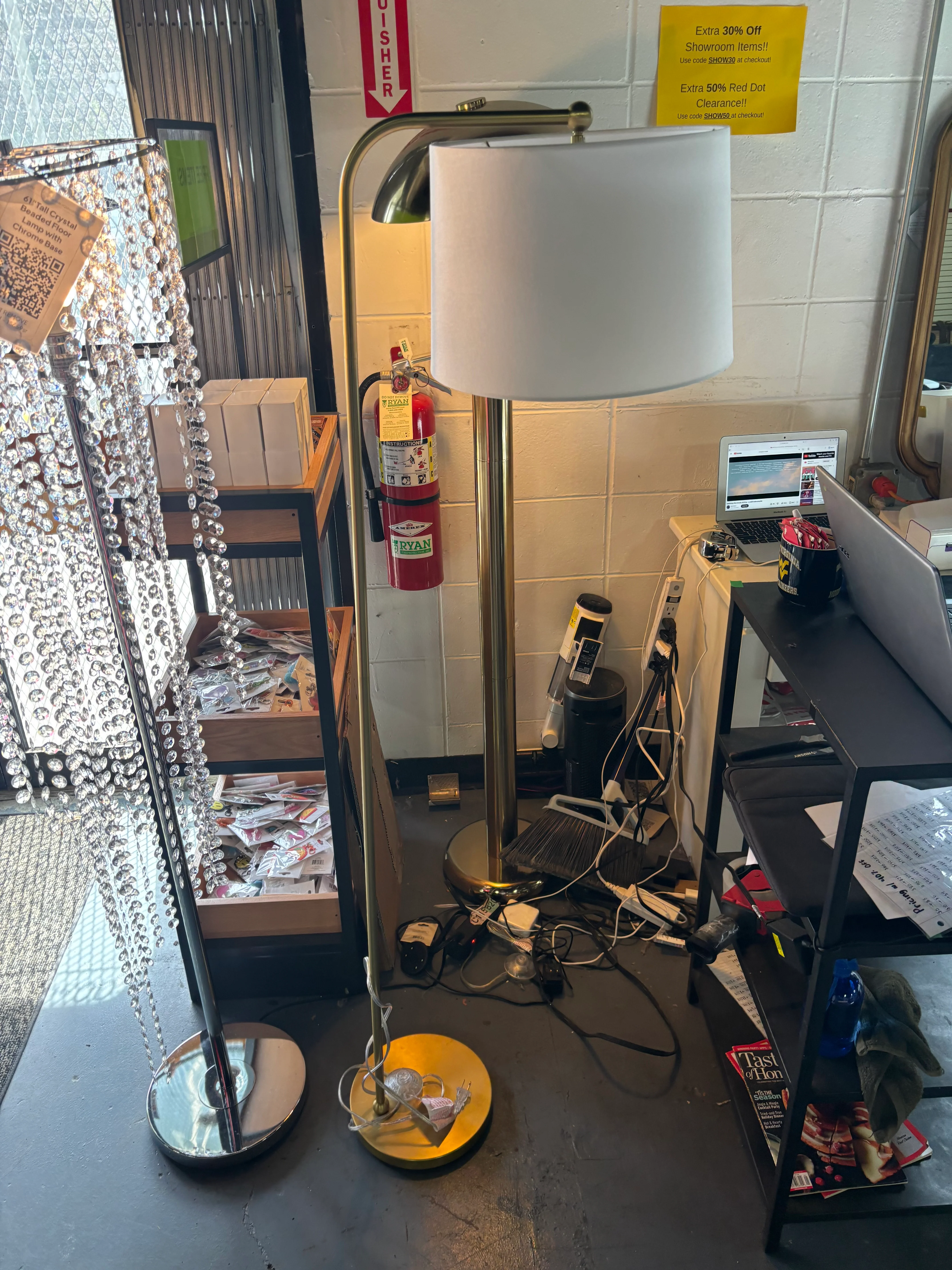 LumiSource Puck Contemporary Metal  Floor Lamp SHOWROOM ITEM