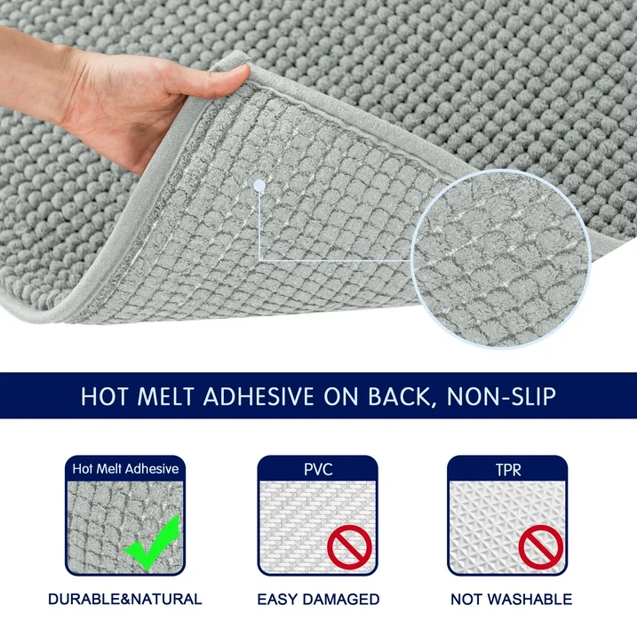 Luxury Chenille Bathroom Rug Extra Soft and Absorbent Shaggy Rugs (Light Gray,20"*32"), - Image 4