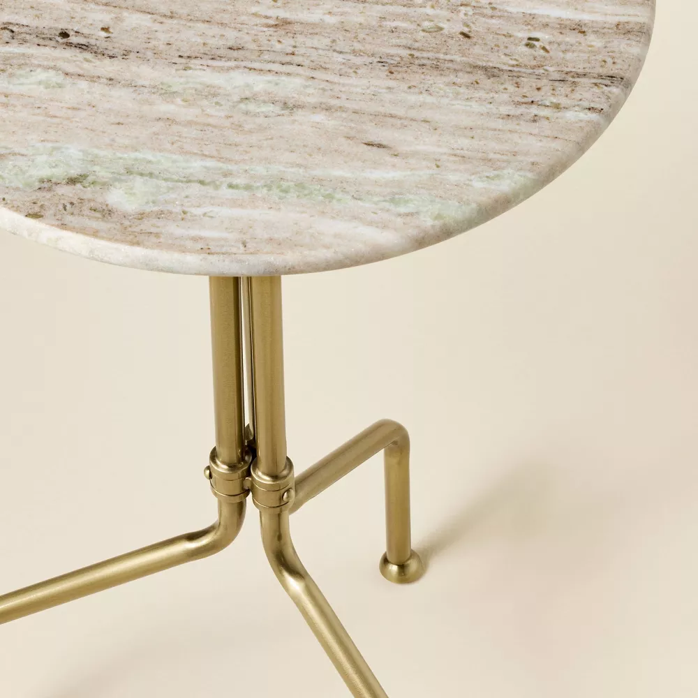 Marble and Brass Accent Side Drink Table - Image 5