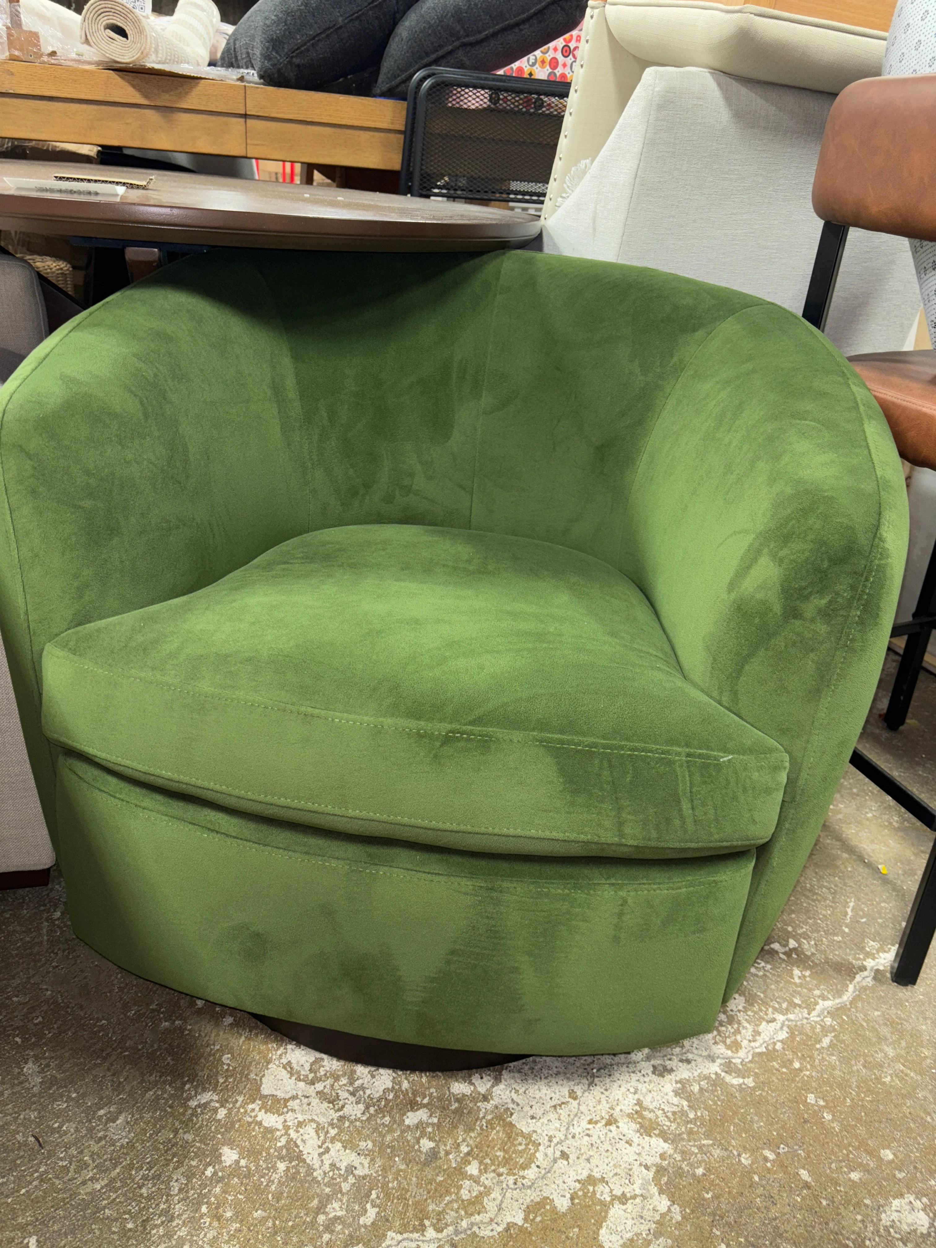 Marcy Upholstered Swivel Barrel Chair SHOWROOM ITEM - Image 3