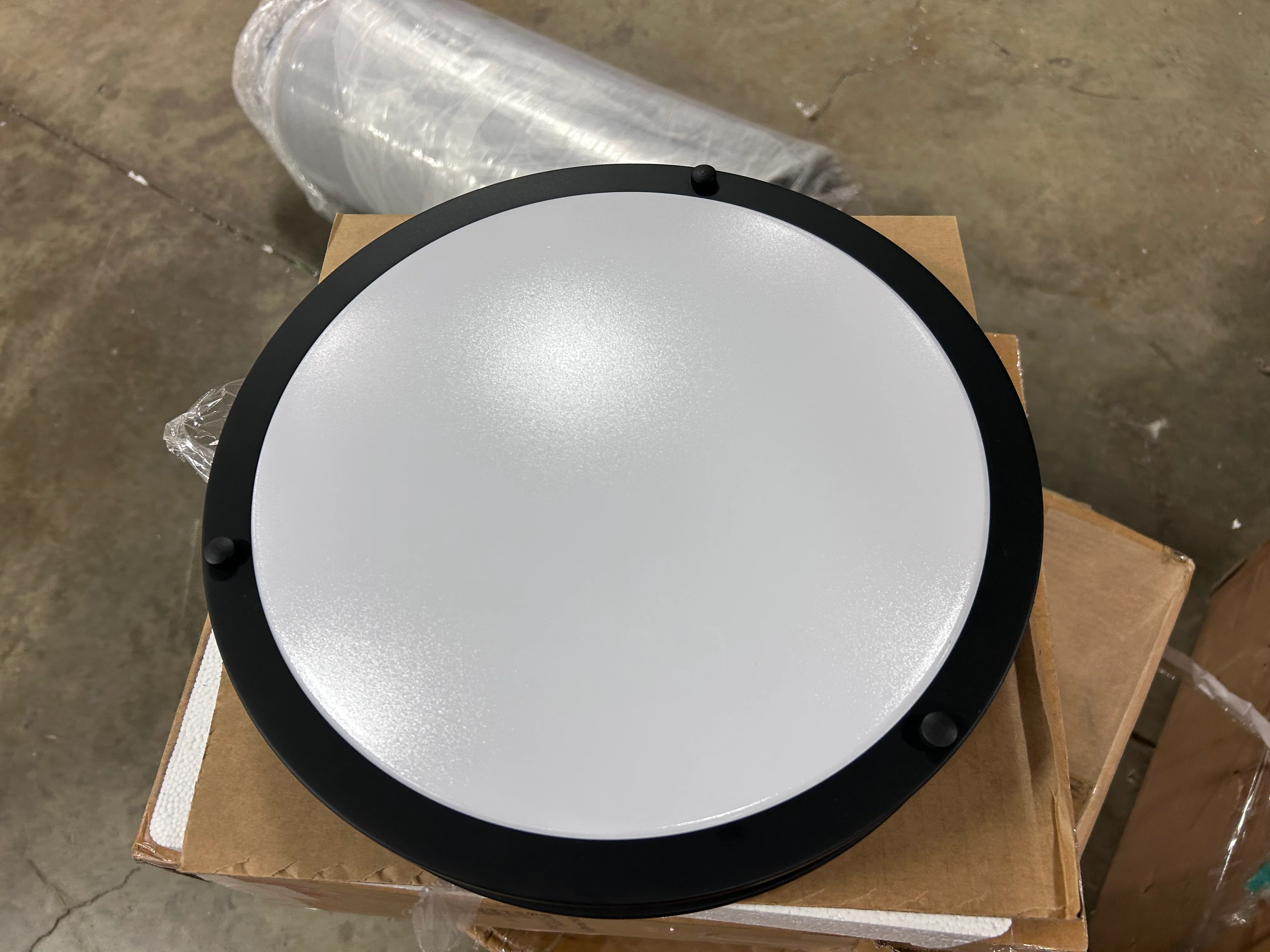 Matte Black Indoor LED Flush Mount Light Plastic Shade Set of 2 - Image 7