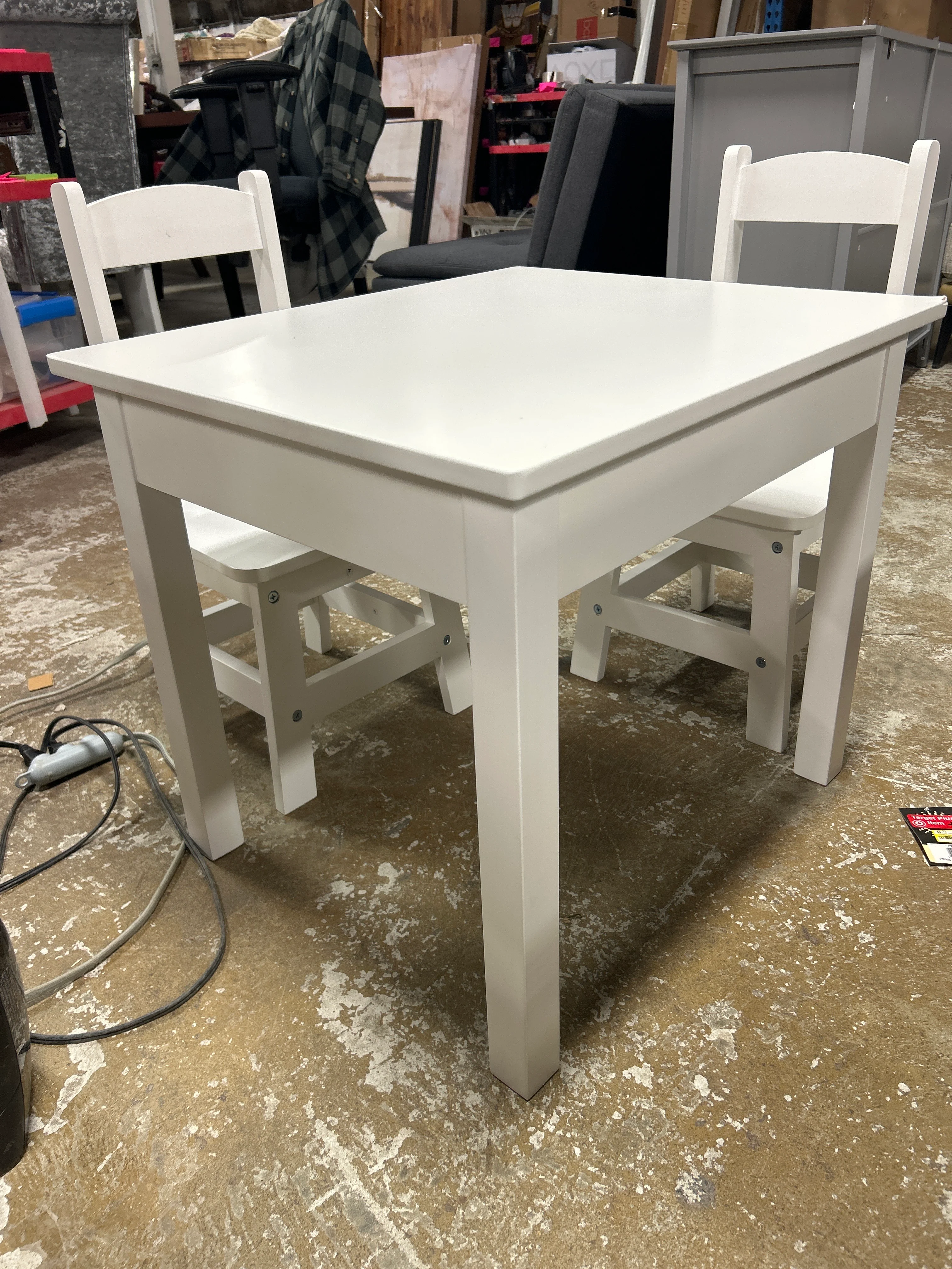 Melissa & Doug Wooden Kids' Table and 2 Chairs Playroom Furniture Set - White: Square Surface, 3-Piece Set SHOWROOM ITEM - Image 3