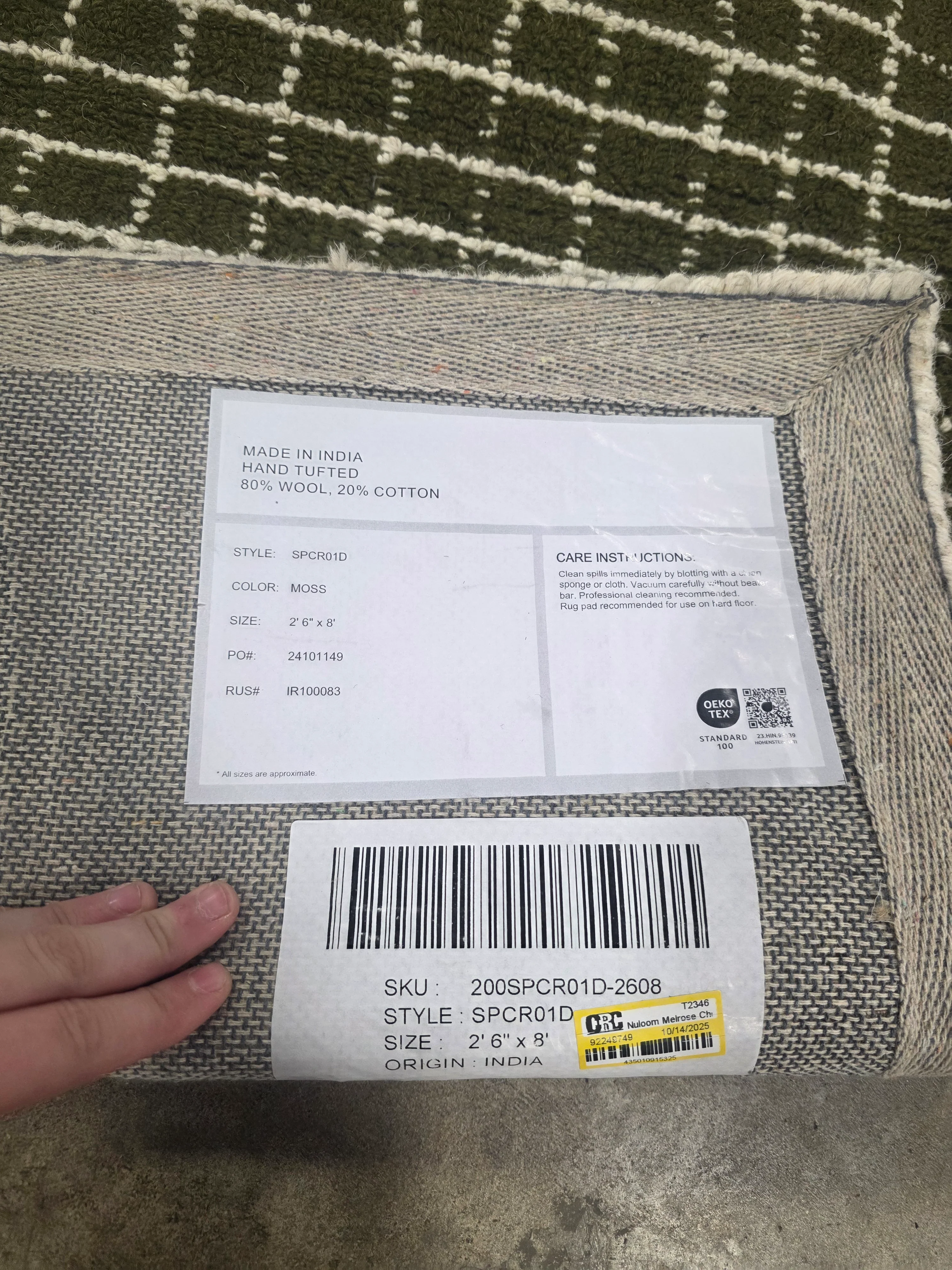 Melrose Checked Wool Area Rug 2'6"x8' - Image 7