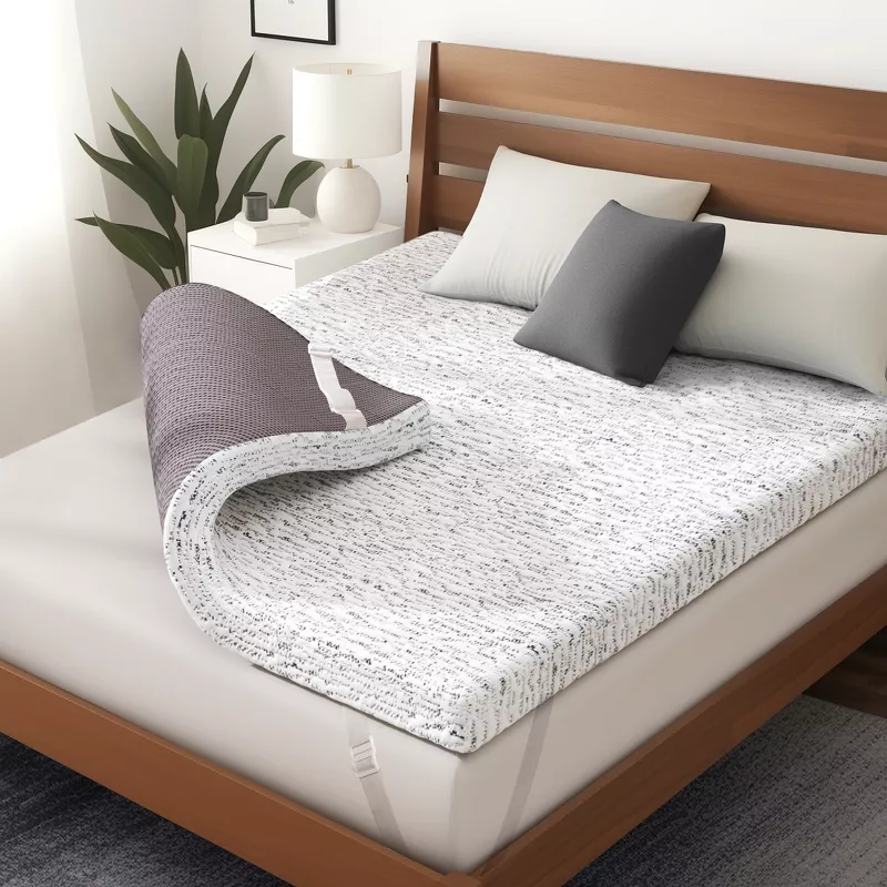 Memory Foam Mattress Topper with Cooling Removable Cover, Queen - Image 5