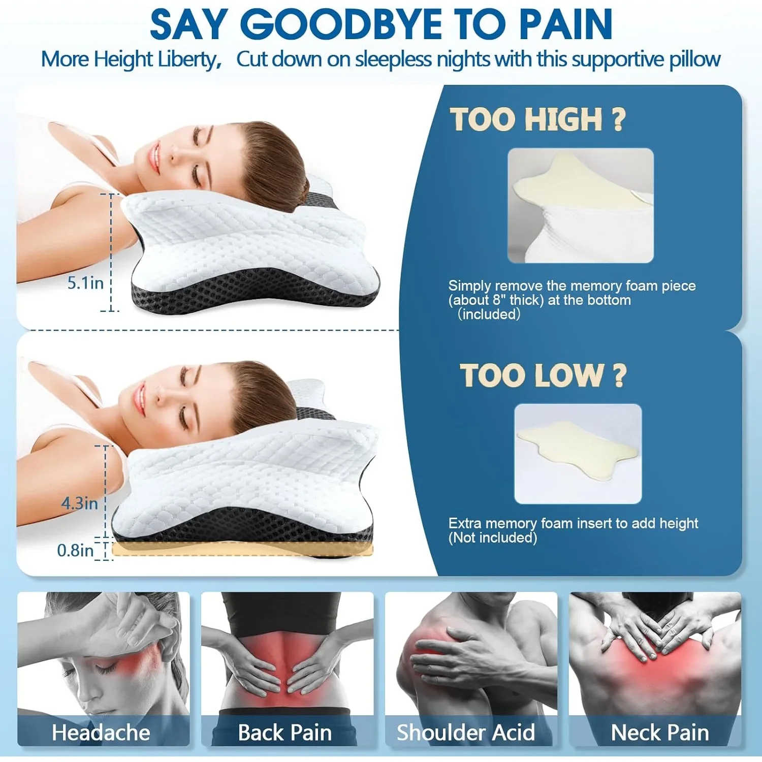 Memory Foam Cervical Pillow for Neck and Shoulder Pain Relief - Image 5