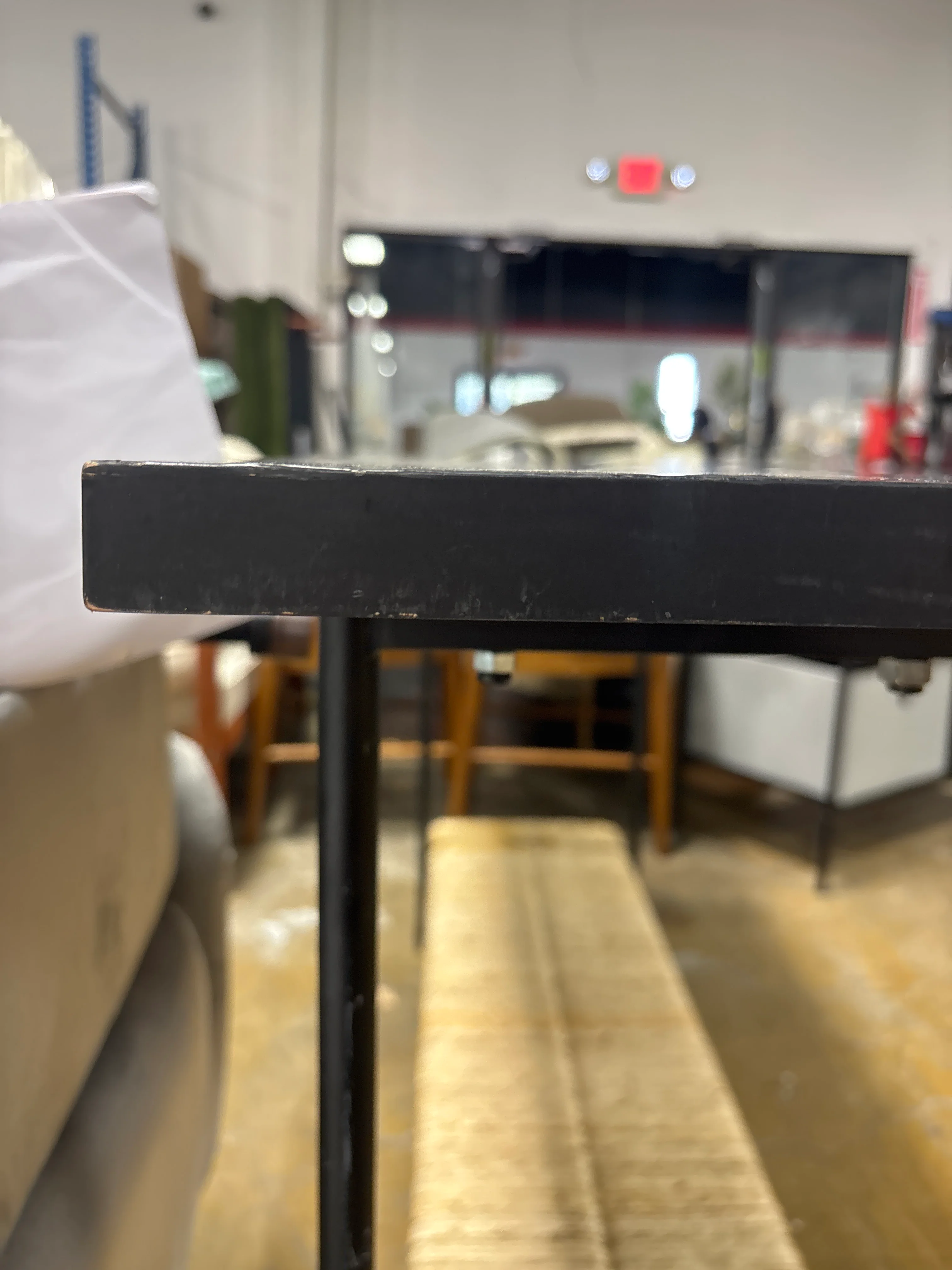 Metal and Rush Weave Top Console Table - Black SHOWROOM ITEM - Image 9
