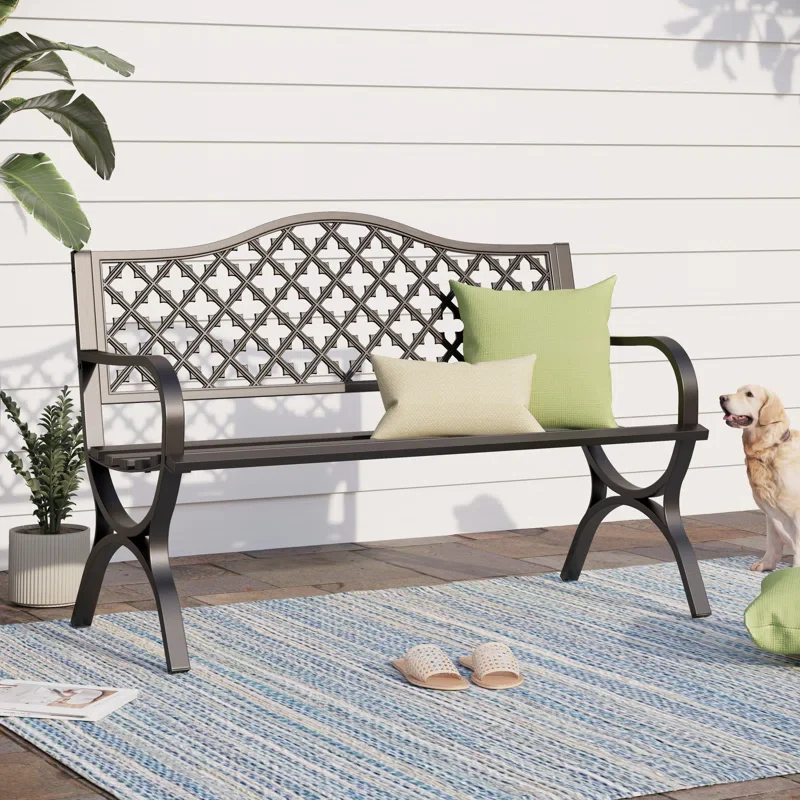 Metal Outdoor Cross Leg Bench SHOWROOM ITEM
