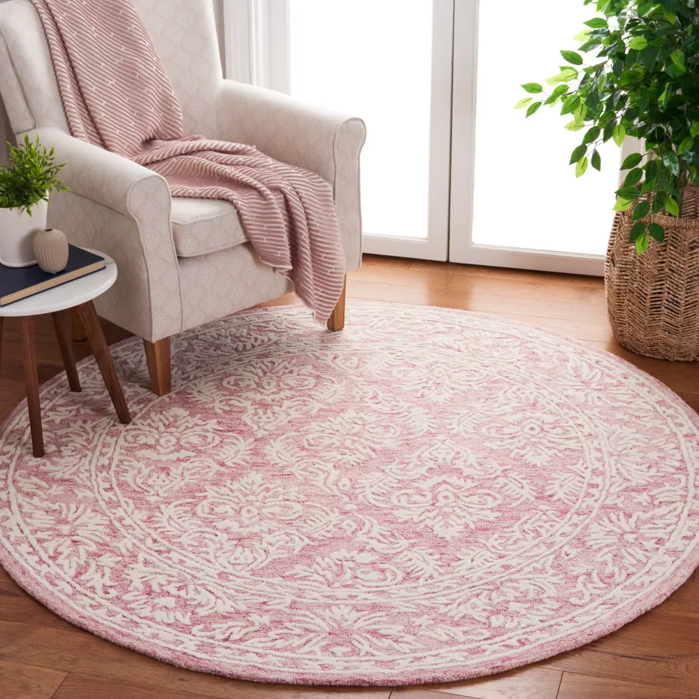 Metro Hand Tufted Indoor Area Rug - Pink/Ivory - 6' Round - Image 3