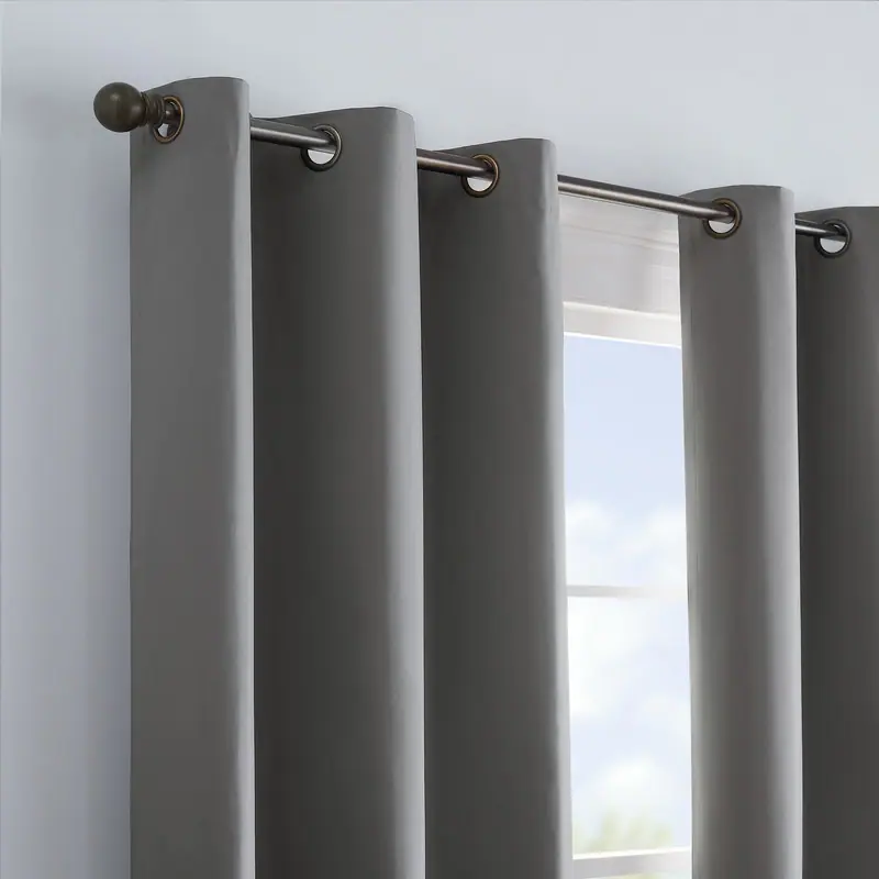 Microfiber Blackout Grommet Curtains, Solid Thermaback (2 panels) - Smoke