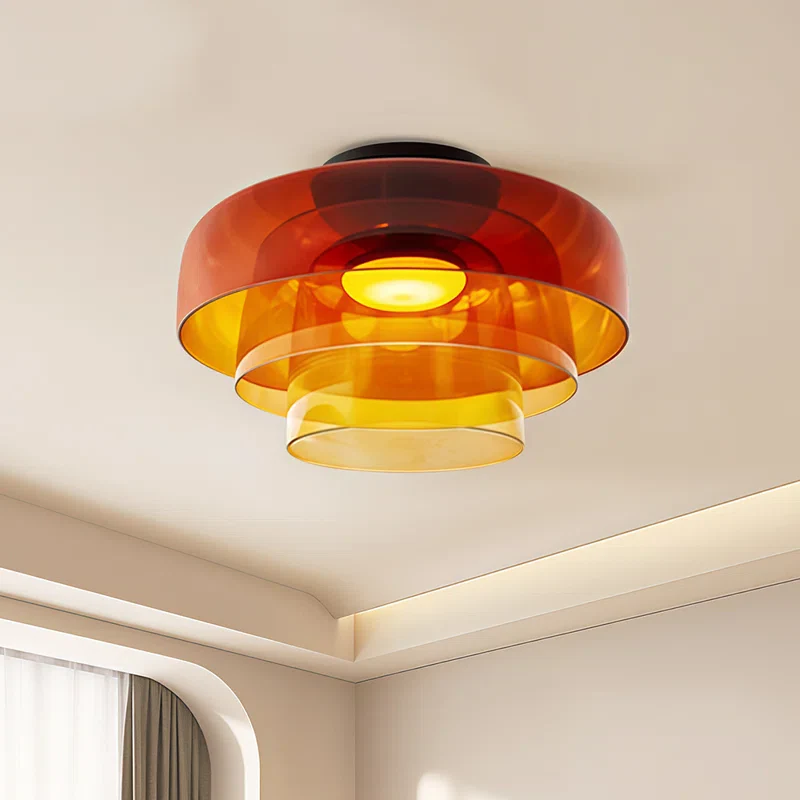 Mid Century Modern Ceiling Light Glass Shade - Image 2