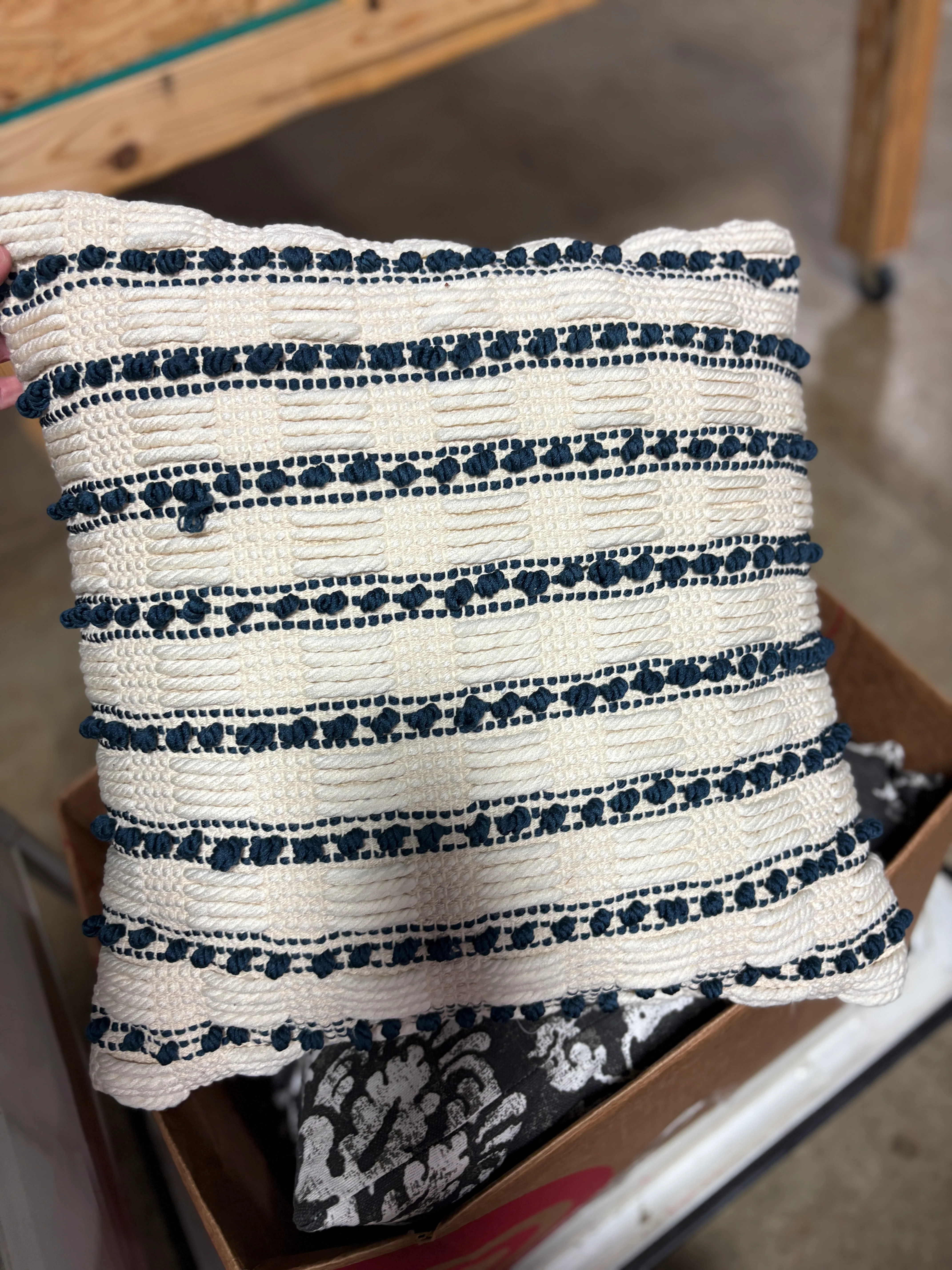 Mina Victory Lifestyle Woven Lines And Dots Indoor Throw Pillow Showroom Item - Image 2