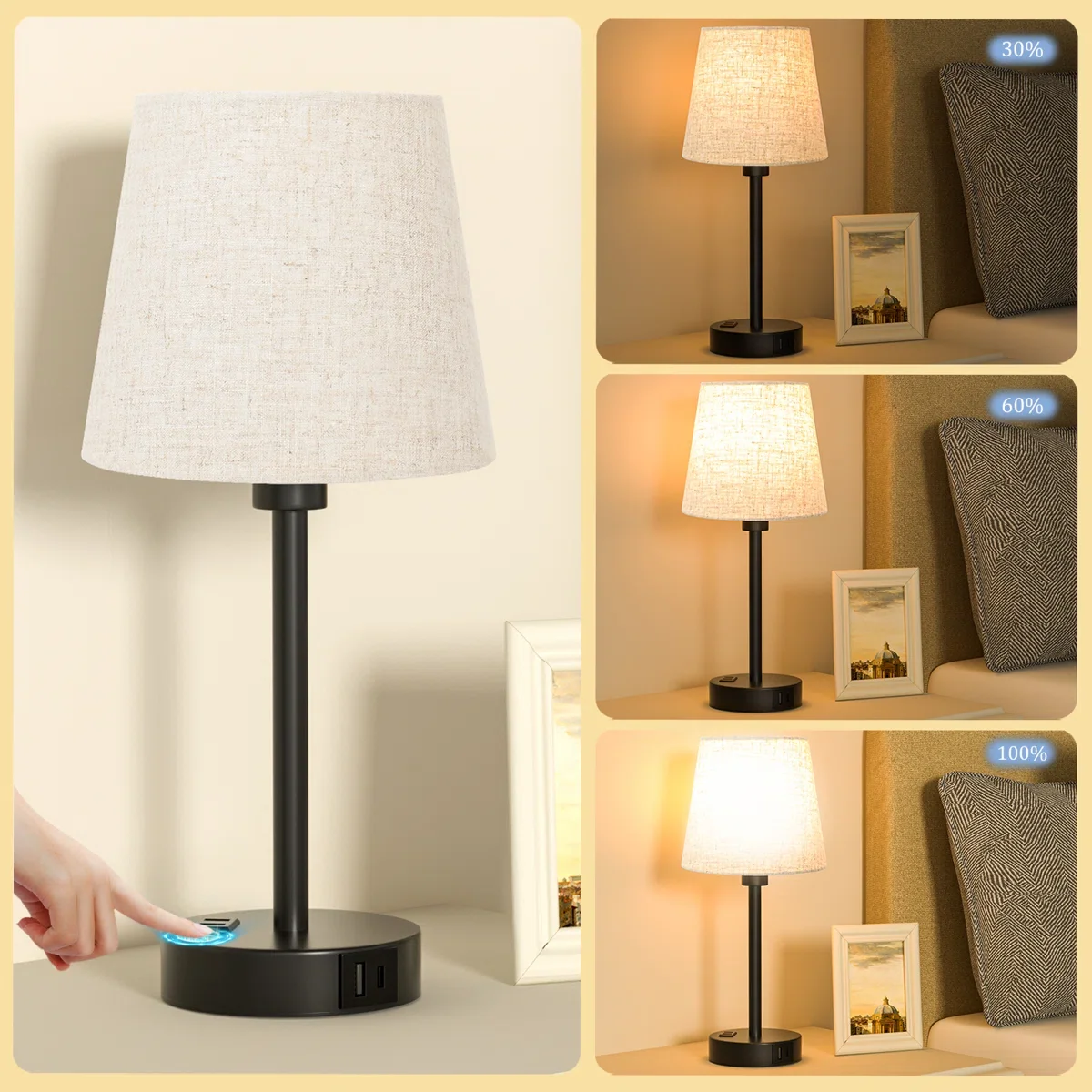 Minimal Table Lamp Set with Touch Control Set of 2, - Image 2