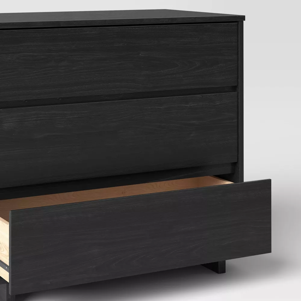 Modern 3 Drawer Dresser Black - Image 5