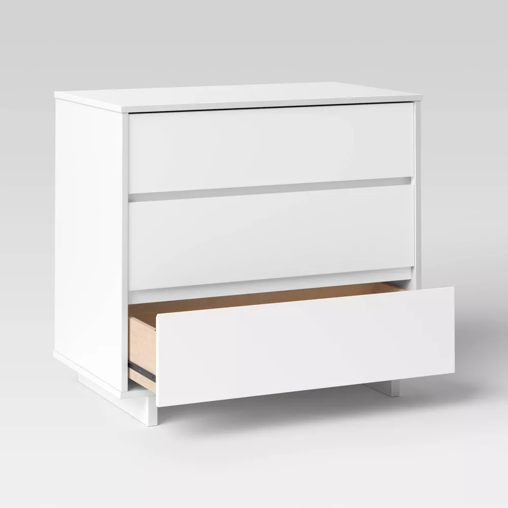 Modern 3 Drawer Dresser White - Image 4