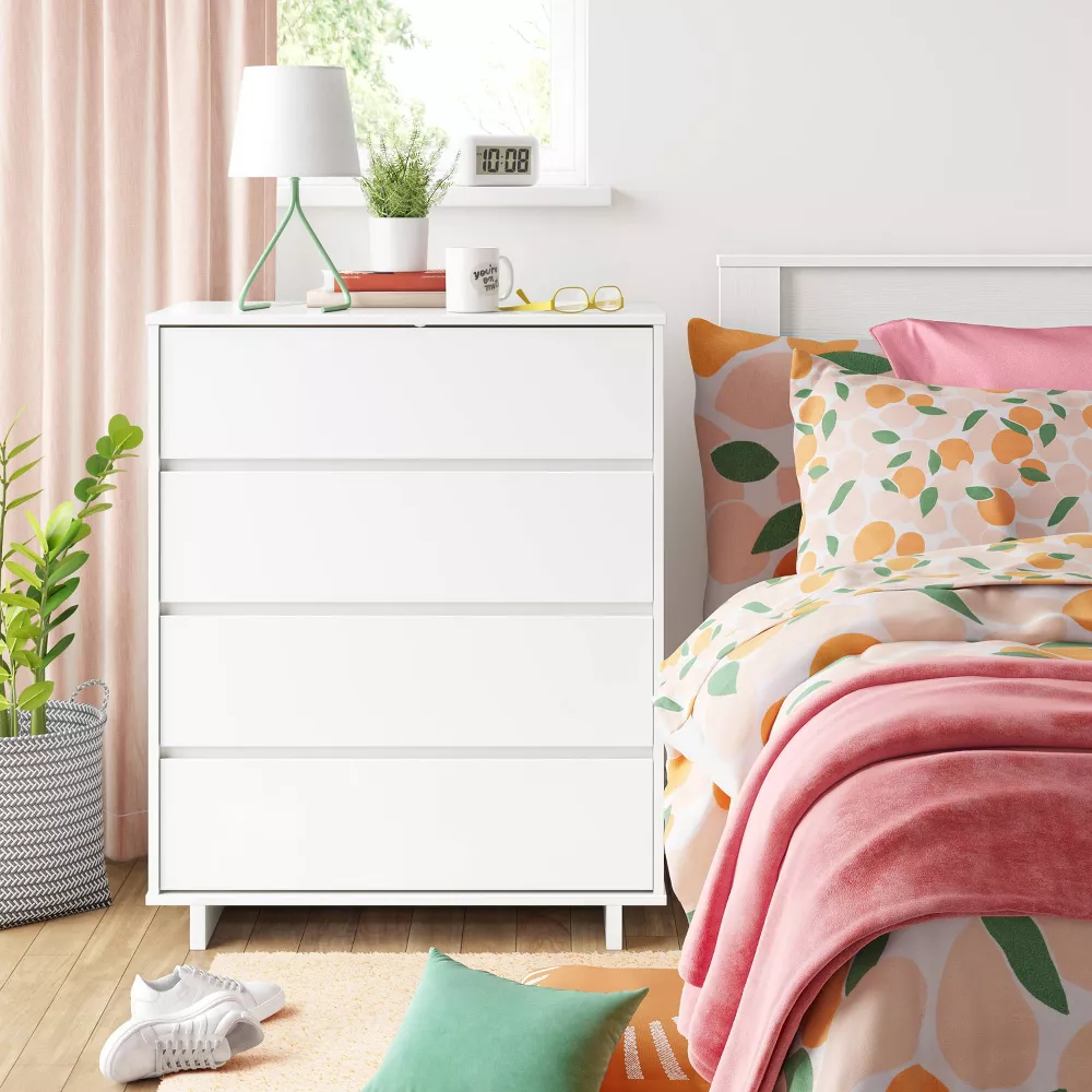 Modern 3 Drawer Dresser White -Laminated, CARB Certified, Includes Anti-Tip Hardware,