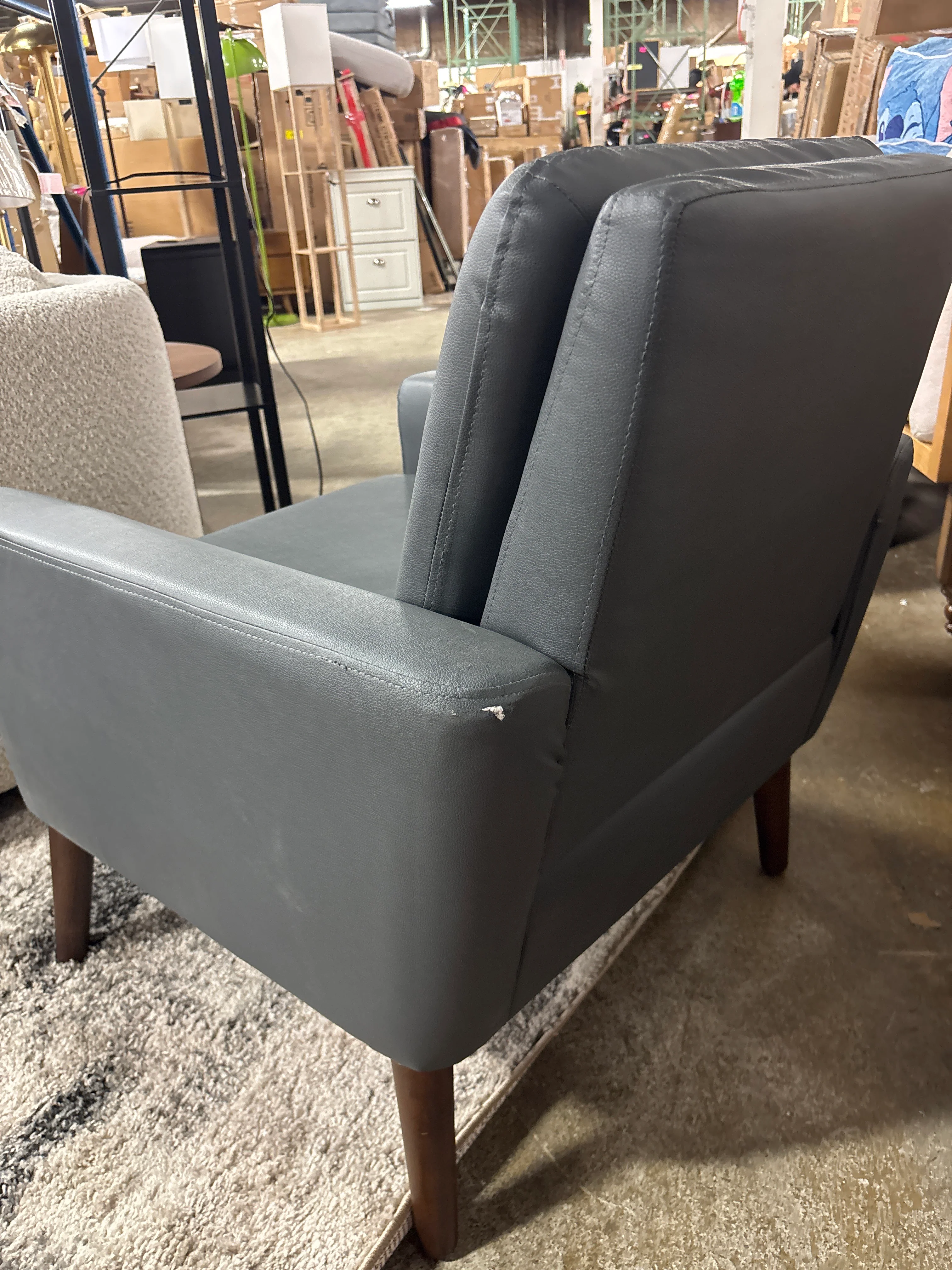 Modern Blue Faux Leather Accent Arm Chair Upholstered 30" Wide SHOWROOM ITEM - Image 4