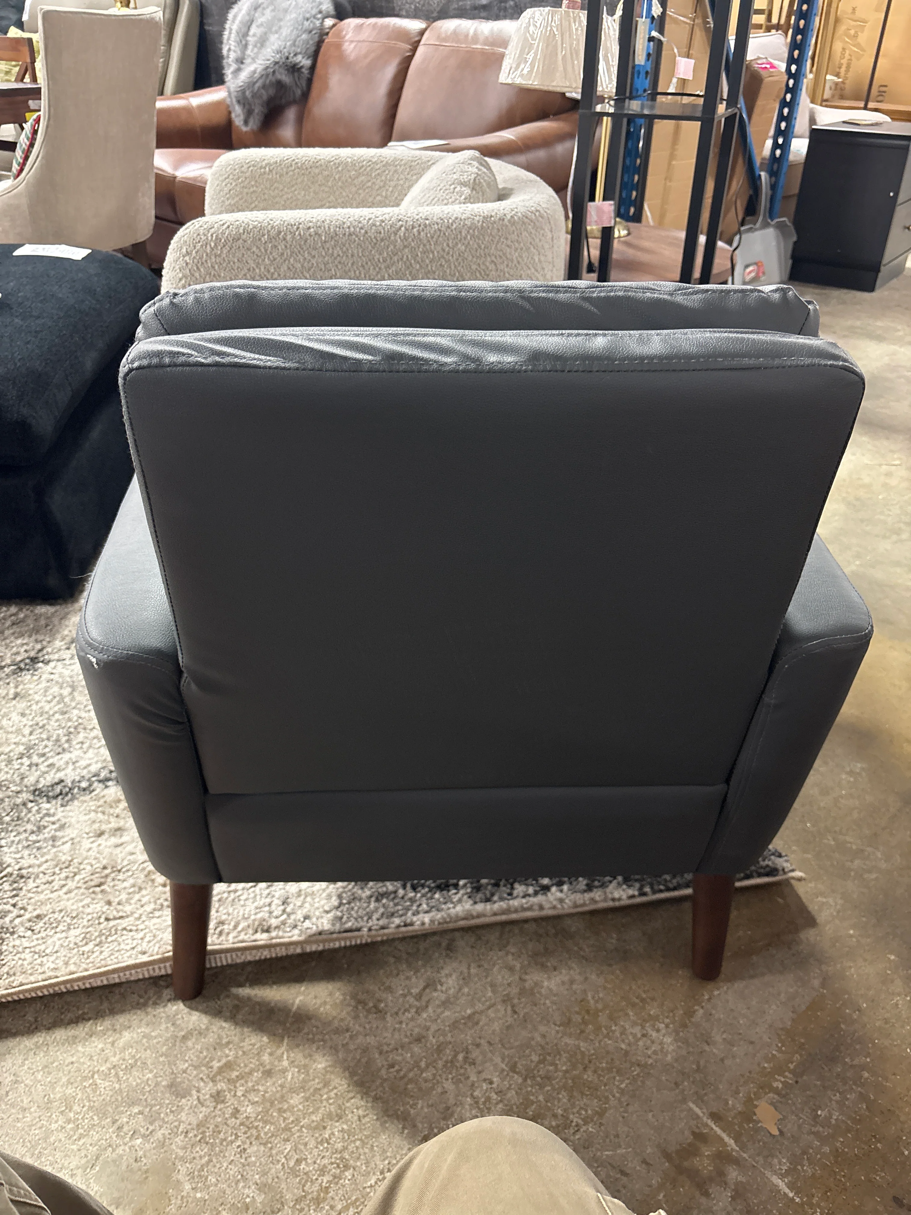 Modern Blue Faux Leather Accent Arm Chair Upholstered 30" Wide SHOWROOM ITEM - Image 5