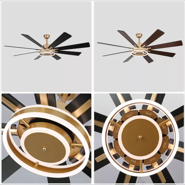 Modern Gold LED Ceiling Fan 6-Speed Reversible Chandelier - Image 4