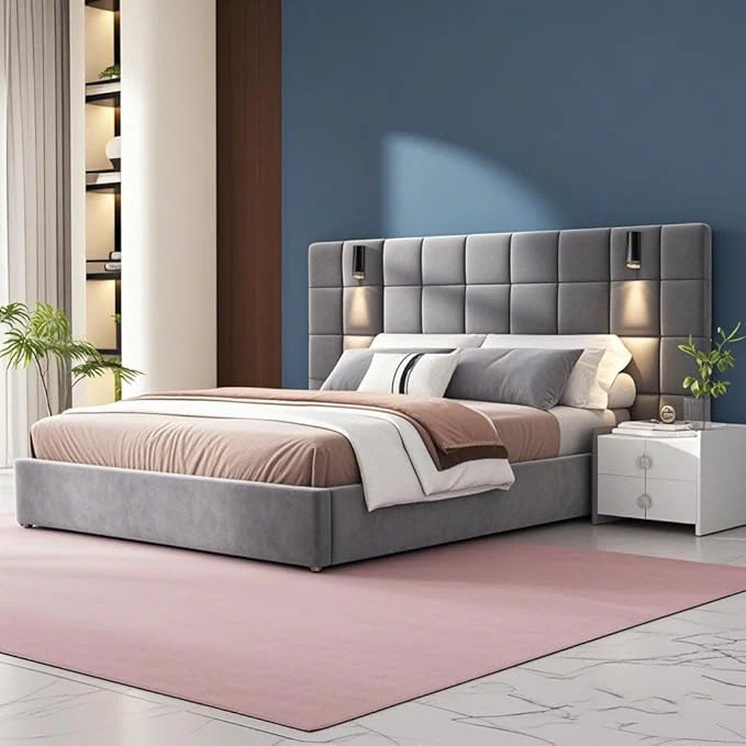 Modern Queen Platform Bed with LED Reading Lights 2-BOXES - Image 2