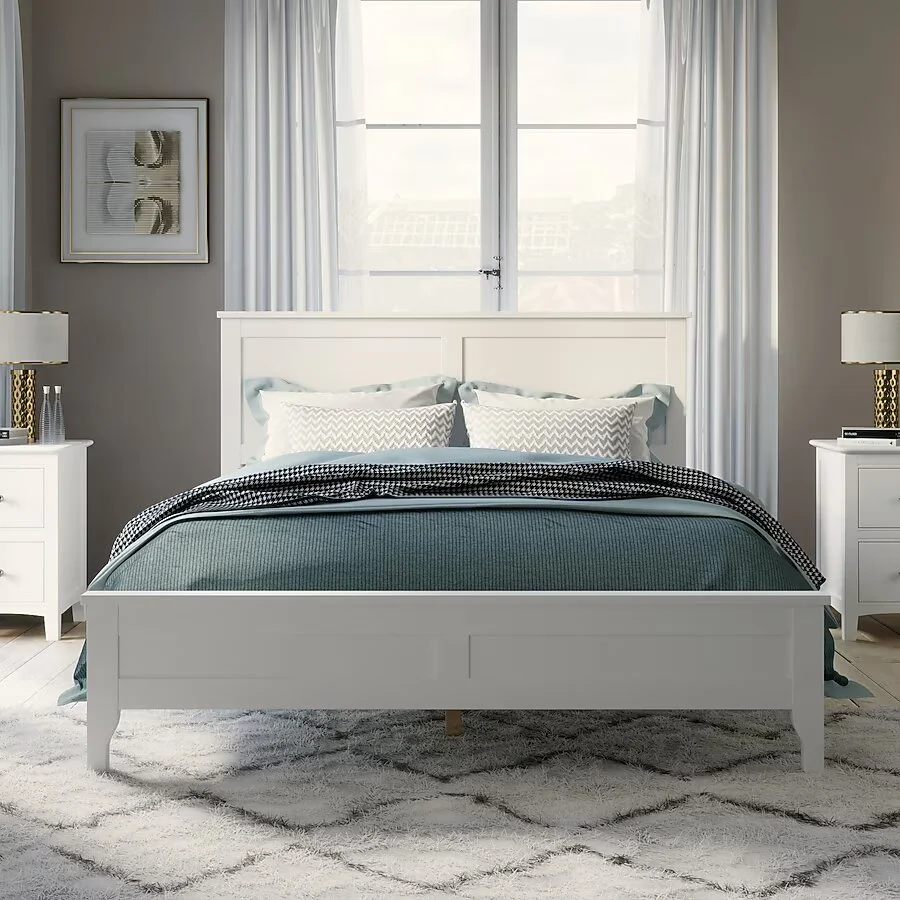 Modern White Solid Wood Queen Platform Bed Queen - Image 3